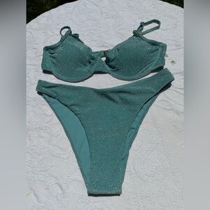 NWOT Sparkling Shimmer Teal Blue underwire Bikini Set by Berlook